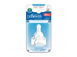 Dr.Brown's tetina natural flow +0 meses boca estrecha 2u