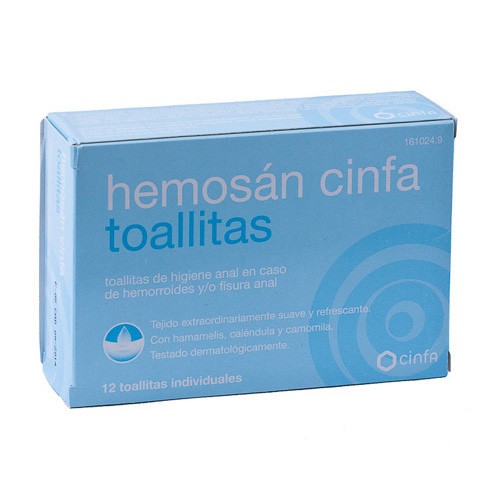 HEMOSAN CINFA HEMORROIDES 12 TOALLITAS