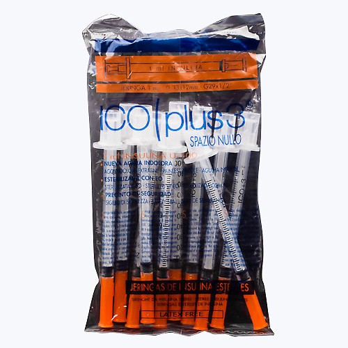 JERINGA INSULINA ICO U-100 C/A 1ML 10UDS