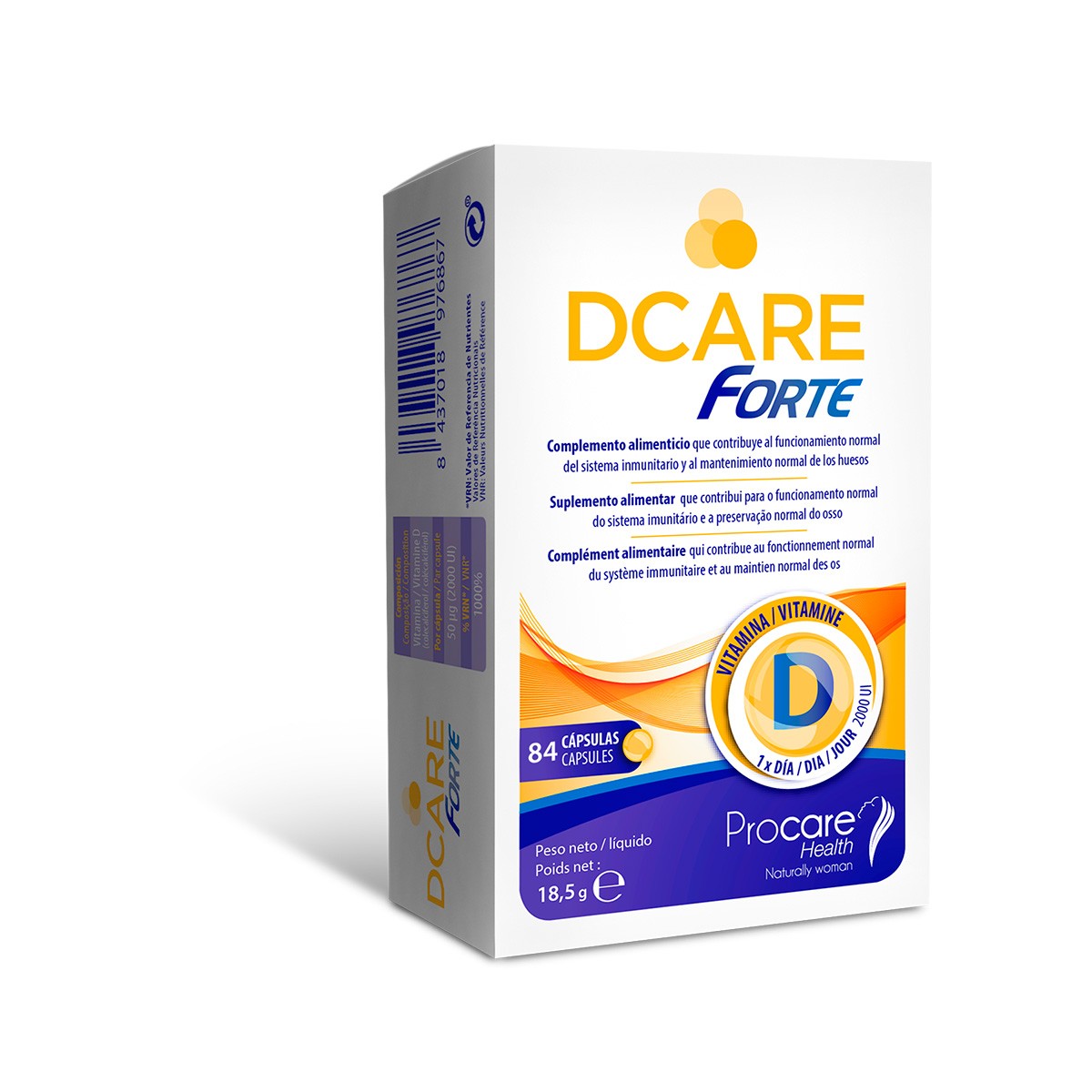 Procare Dcare 2000 IU vitamina D3 84 cápsulas