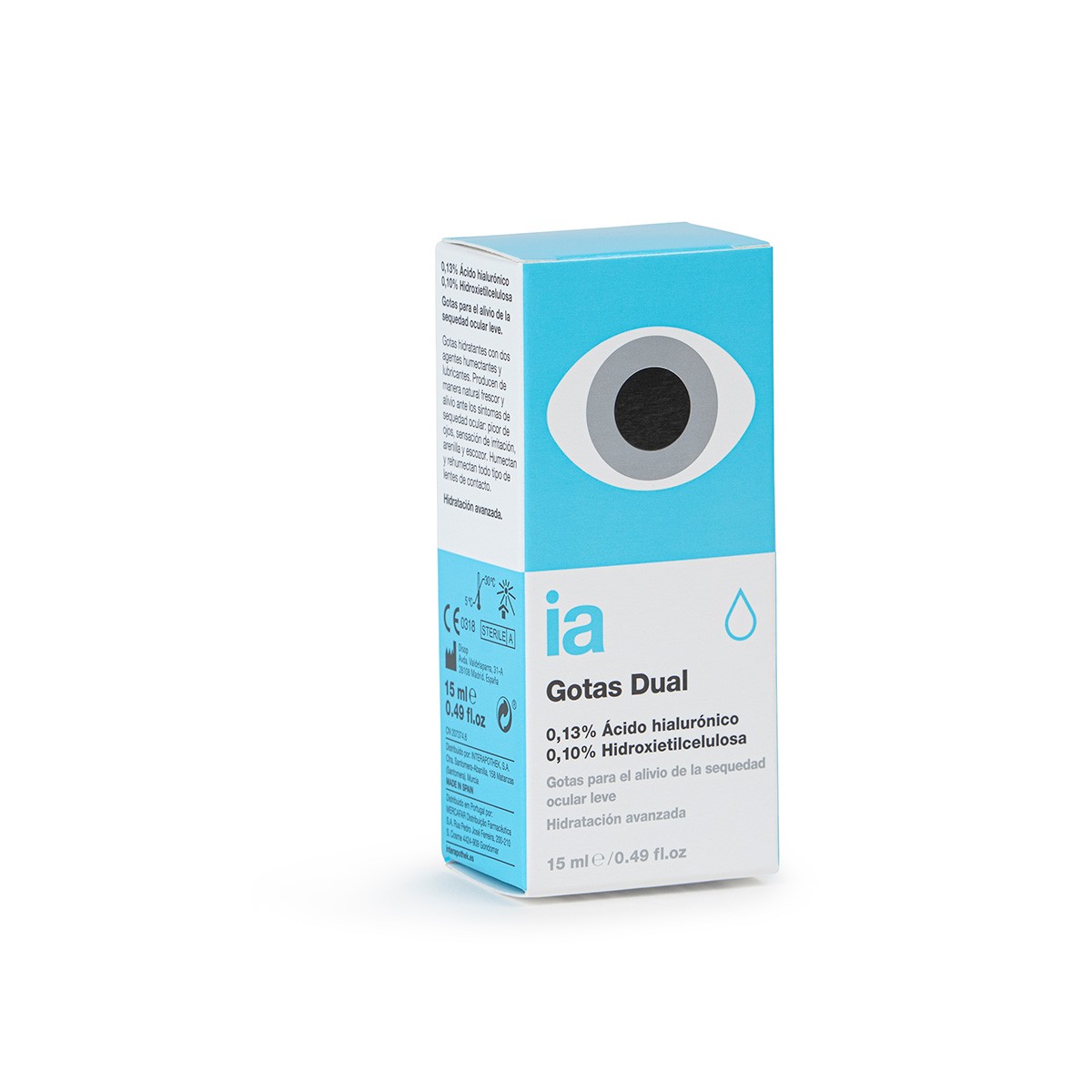 Interapothek gotas oftálmicas con doble humectación 0,13% ácido 
hialurónico 15ml