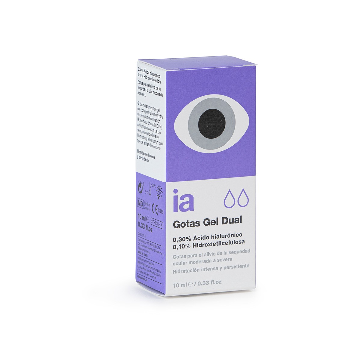 Interapothek gotas oftálmicas con doble humectación 0,30% ácido 
hialuronico 10ml