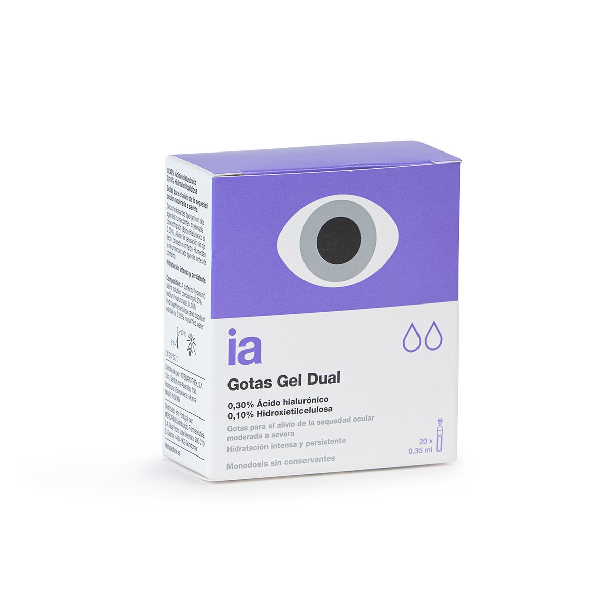 Interapothek gotas oftálmicas con doble humectación 0,30% ácido 
hialurónico 0,35ml x 20uds
