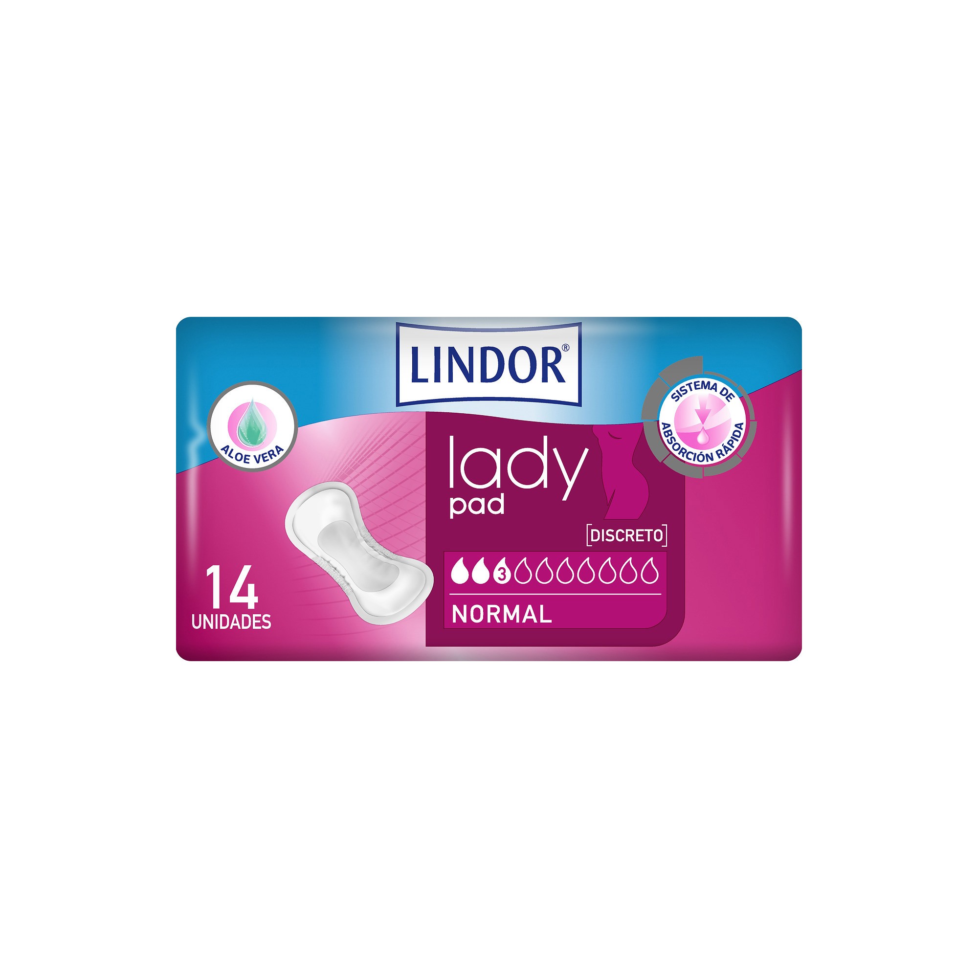 Lindor Lady pad normal 3 gotas 14u